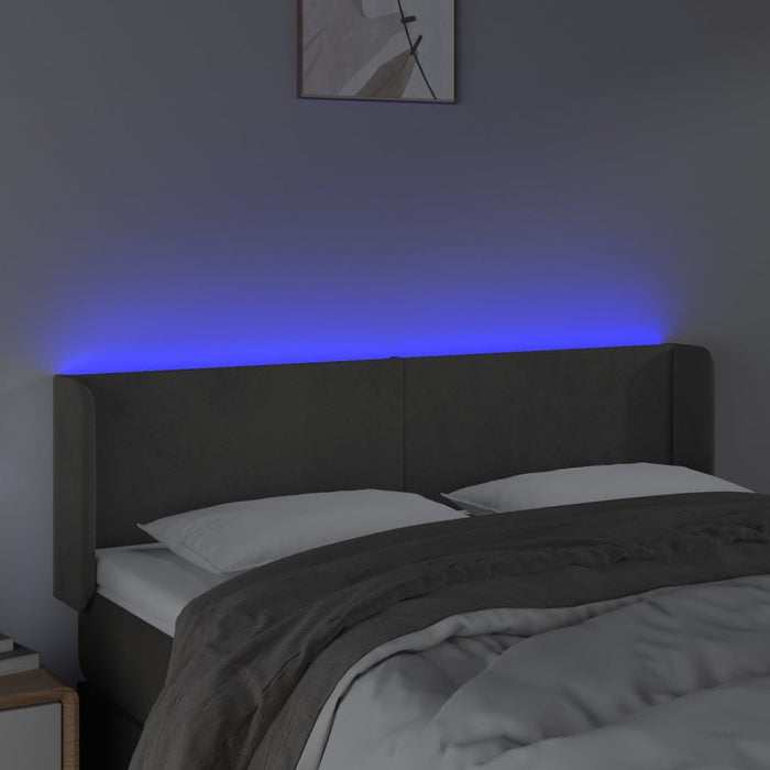 Tăblie de pat cu LED, gri închis, 147x16x78/88 cm, catifea - WALTI WALTI