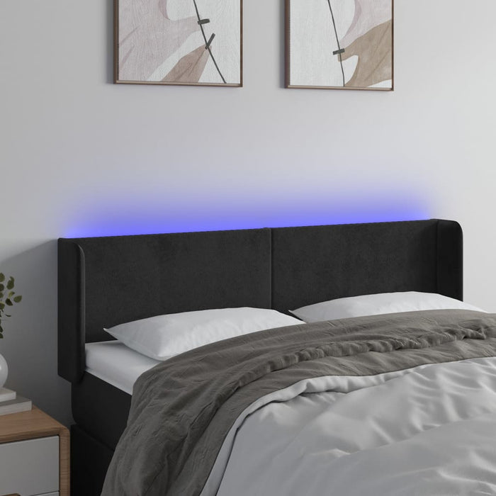 Tăblie de pat cu LED, negru, 147x16x78/88 cm, catifea - WALTI WALTI