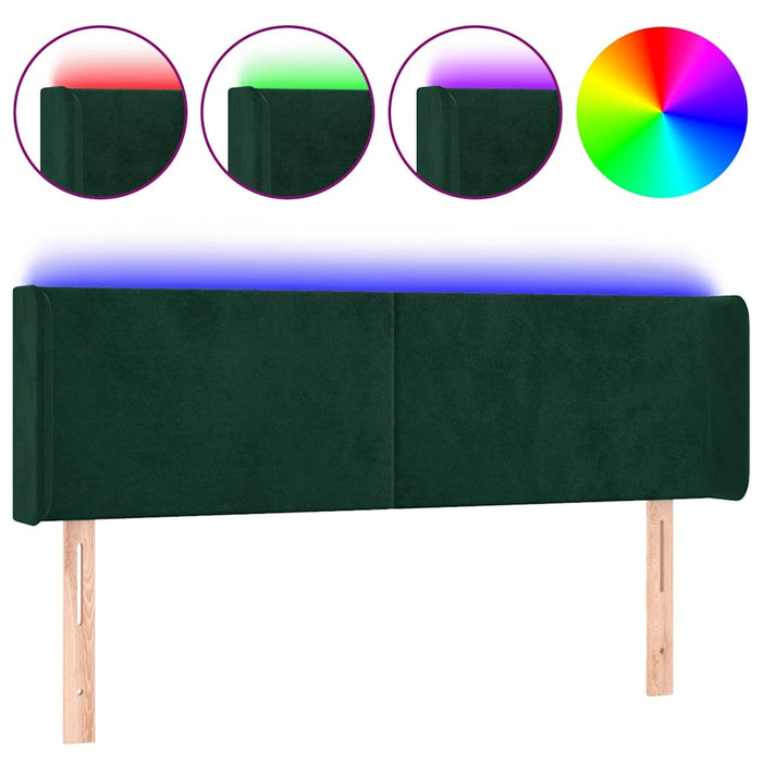 Tăblie de pat cu LED, verde închis, 147x16x78/88 cm, catifea - WALTI WALTI