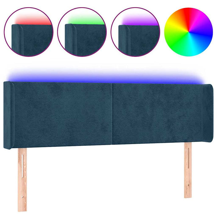 Tăblie de pat cu LED, albastru închis, 147x16x78/88 cm, catifea - WALTI WALTI