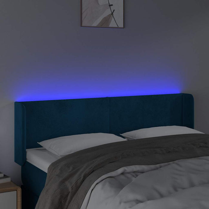 Tăblie de pat cu LED, albastru închis, 147x16x78/88 cm, catifea - WALTI WALTI
