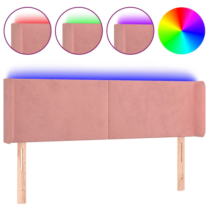 Tăblie de pat cu LED, roz, 147x16x78/88 cm, catifea - WALTI WALTI