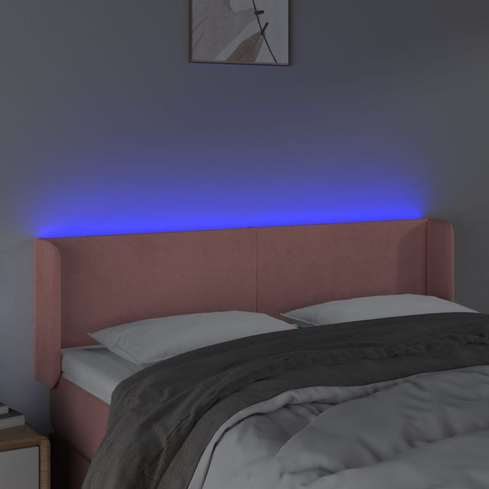 Tăblie de pat cu LED, roz, 147x16x78/88 cm, catifea - WALTI WALTI