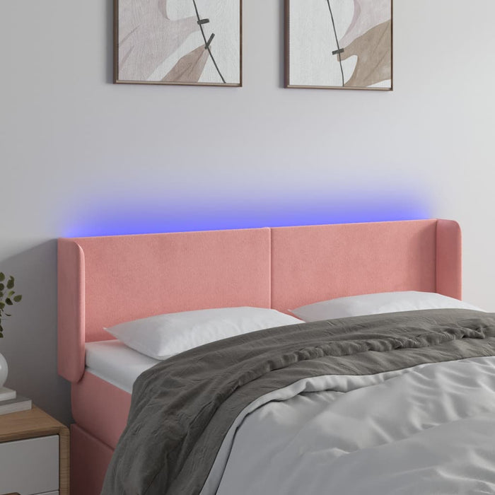 Tăblie de pat cu LED, roz, 147x16x78/88 cm, catifea - WALTI WALTI