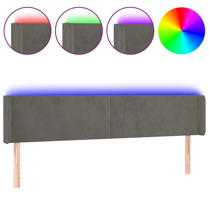 Tăblie de pat cu LED, gri închis, 163x16x78/88 cm, catifea - WALTI WALTI
