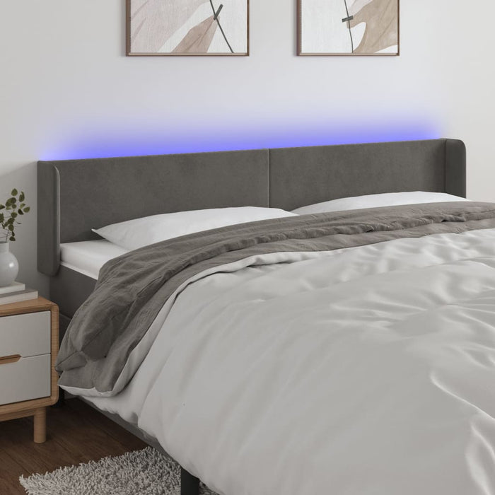 Tăblie de pat cu LED, gri închis, 163x16x78/88 cm, catifea - WALTI WALTI