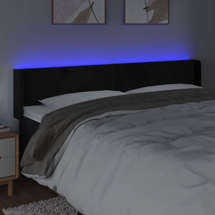 Tăblie de pat cu LED, negru, 163x16x78/88 cm, catifea - WALTI WALTI