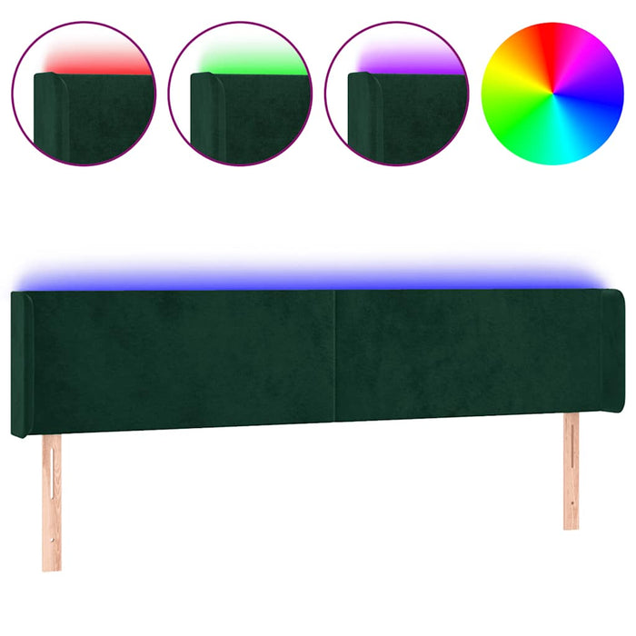 Tăblie de pat cu LED, verde închis, 163x16x78/88 cm, catifea - WALTI WALTI