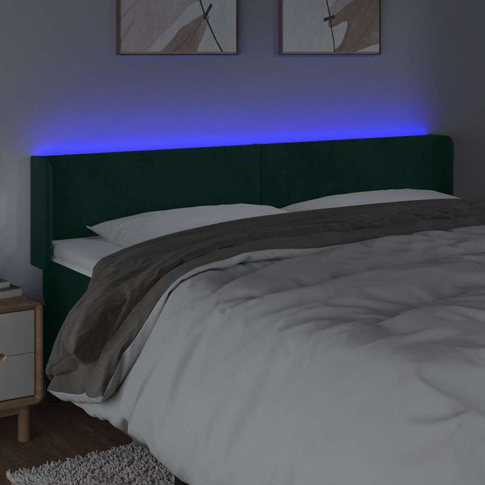 Tăblie de pat cu LED, verde închis, 163x16x78/88 cm, catifea - WALTI WALTI