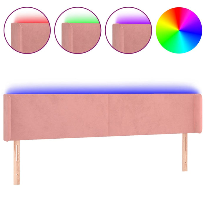 Tăblie de pat cu LED, roz, 163x16x78/88 cm, catifea - WALTI WALTI