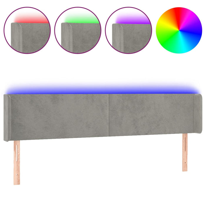 Tăblie de pat cu LED, gri deschis, 183x16x78/88 cm, catifea - WALTI WALTI