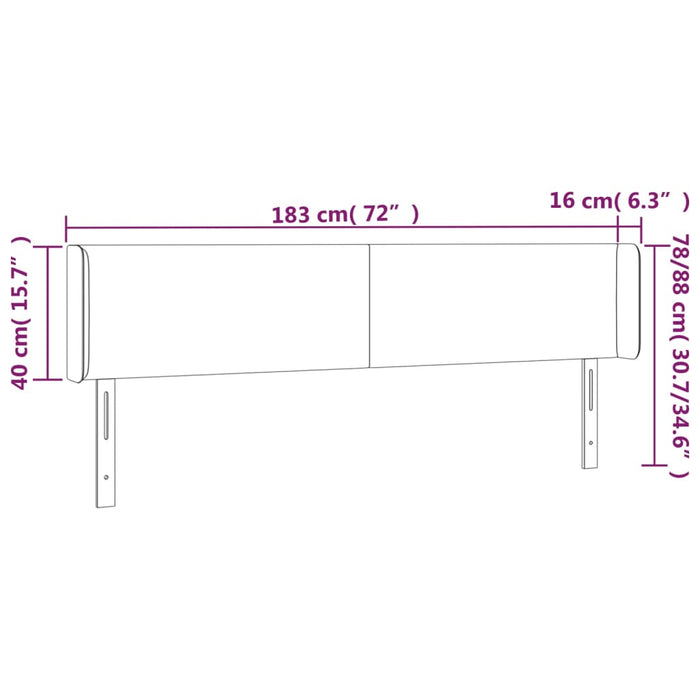 Tăblie de pat cu LED, negru, 183x16x78/88 cm, catifea - WALTI WALTI