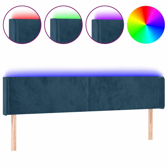 Tăblie de pat cu LED, albastru închis, 183x16x78/88 cm, catifea - WALTI WALTI
