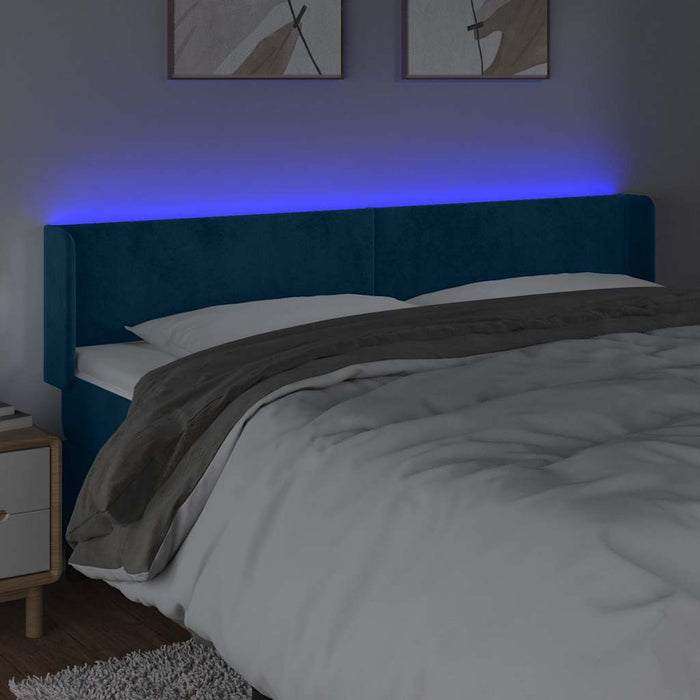 Tăblie de pat cu LED, albastru închis, 183x16x78/88 cm, catifea - WALTI WALTI