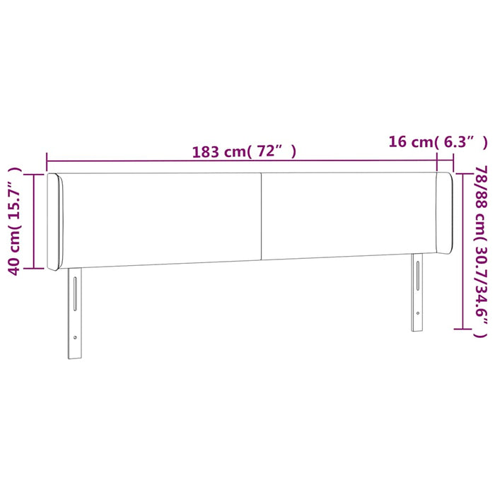 Tăblie de pat cu LED, albastru închis, 183x16x78/88 cm, catifea - WALTI WALTI