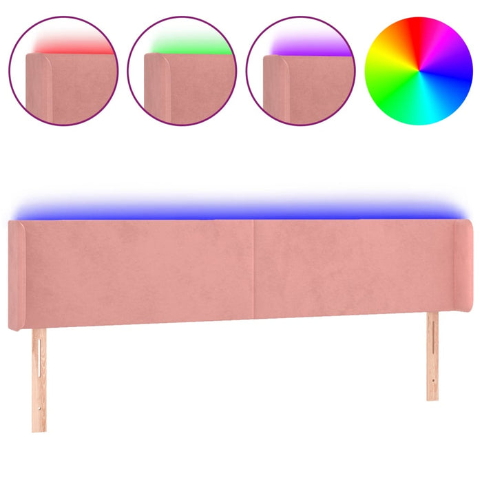Tăblie de pat cu LED, roz, 203x16x78/88 cm, catifea - WALTI WALTI