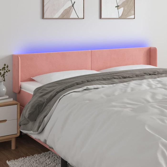 Tăblie de pat cu LED, roz, 203x16x78/88 cm, catifea - WALTI WALTI