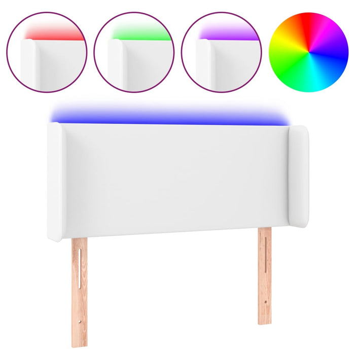 Tăblie de pat cu LED, alb, 83x16x78/88 cm, piele ecologică - WALTI WALTI