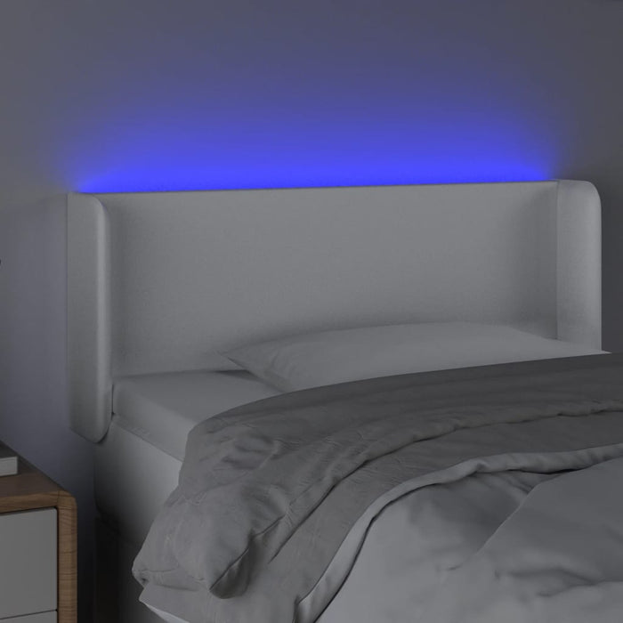 Tăblie de pat cu LED, alb, 83x16x78/88 cm, piele ecologică - WALTI WALTI