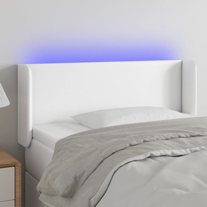 Tăblie de pat cu LED, alb, 83x16x78/88 cm, piele ecologică - WALTI WALTI