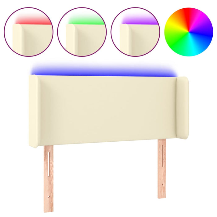 Tăblie de pat cu LED, crem, 83x16x78/88 cm, piele ecologică - WALTI WALTI