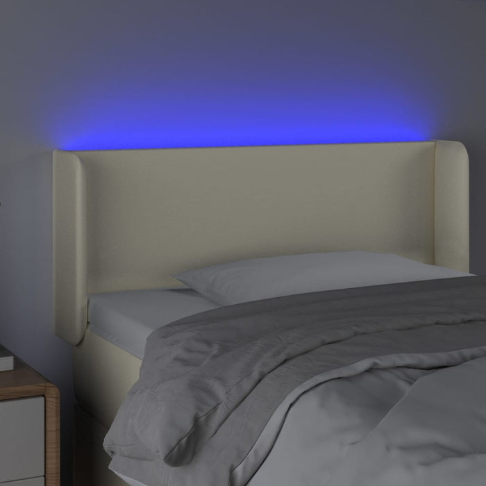 Tăblie de pat cu LED, crem, 83x16x78/88 cm, piele ecologică - WALTI WALTI