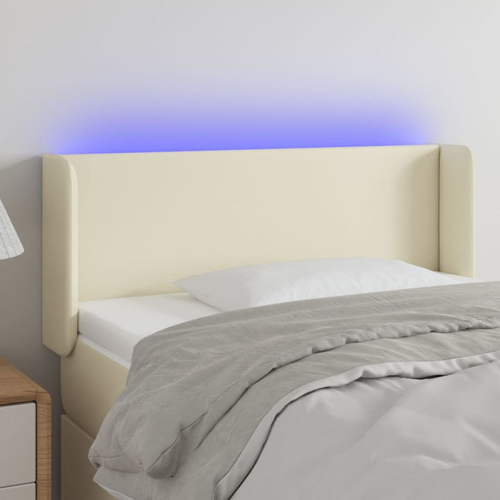 Tăblie de pat cu LED, crem, 83x16x78/88 cm, piele ecologică - WALTI WALTI