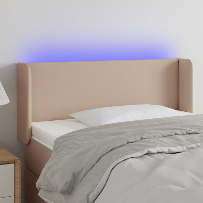 Tăblie de pat cu LED, cappuccino 83x16x78/88 cm piele ecologică WALTI