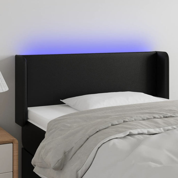 Tăblie de pat cu LED, negru, 93x16x78/88 cm, piele ecologică - WALTI WALTI