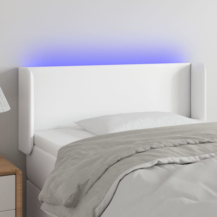 Tăblie de pat cu LED, alb, 93x16x78/88 cm, piele ecologică - WALTI WALTI