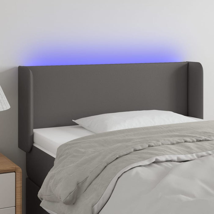 Tăblie de pat cu LED, gri, 93x16x78/88 cm, piele ecologică WALTI