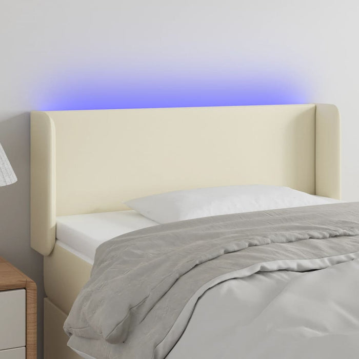 Tăblie de pat cu LED, crem, 103x16x78/88 cm, piele ecologică - WALTI WALTI