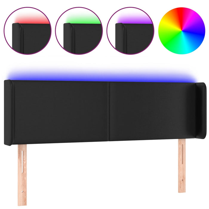 Tăblie de pat cu LED, negru, 147x16x78/88 cm, piele ecologică - WALTI WALTI