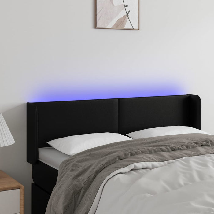 Tăblie de pat cu LED, negru, 147x16x78/88 cm, piele ecologică - WALTI WALTI