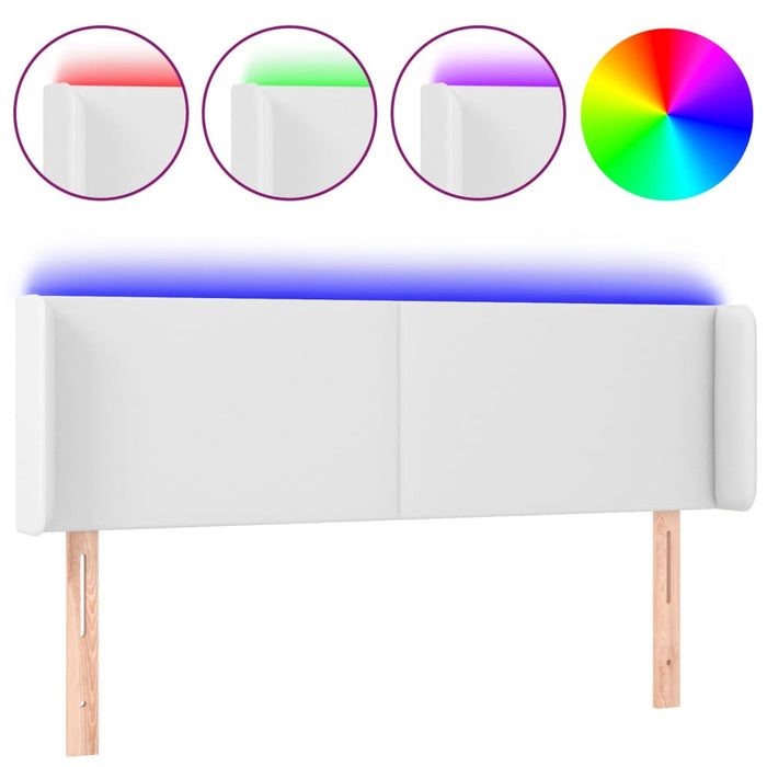 Tăblie de pat cu LED, alb, 147x16x78/88 cm, piele ecologică - WALTI WALTI