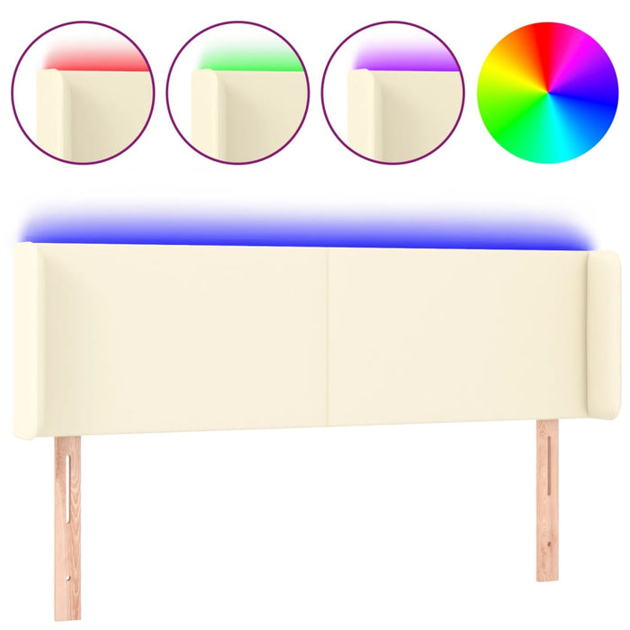 Tăblie de pat cu LED, crem, 147x16x78/88 cm, piele ecologică - WALTI WALTI