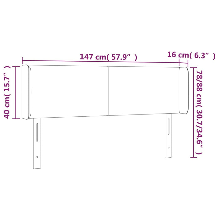 Tăblie de pat cu LED, crem, 147x16x78/88 cm, piele ecologică - WALTI WALTI