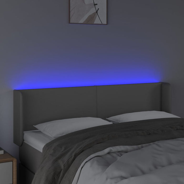 Tăblie de pat cu LED, gri, 147x16x78/88 cm, piele ecologică - WALTI WALTI