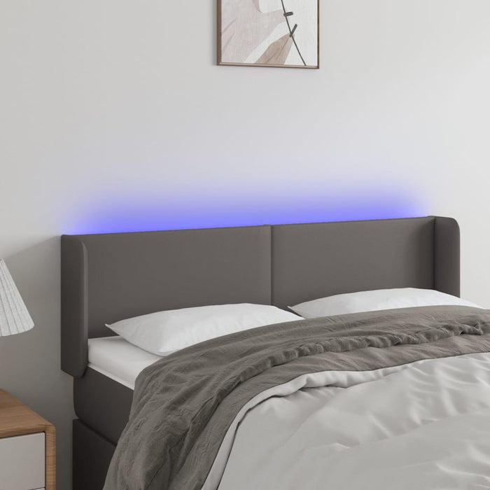 Tăblie de pat cu LED, gri, 147x16x78/88 cm, piele ecologică - WALTI WALTI