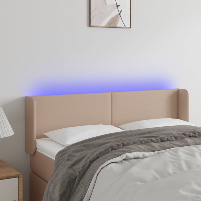 Tăblie de pat cu LED cappuccino 147x16x78/88 cm piele ecologică - WALTI WALTI