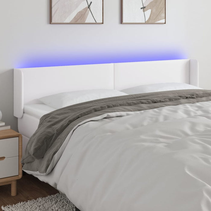 Tăblie de pat cu LED, alb, 163x16x78/88 cm, piele ecologică - WALTI WALTI