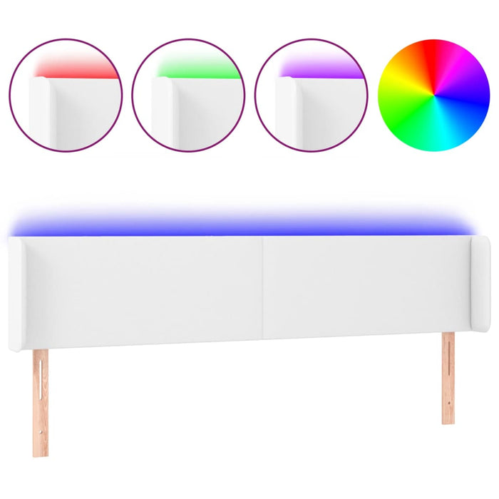 Tăblie de pat cu LED, alb, 183x16x78/88 cm, piele ecologică - WALTI WALTI