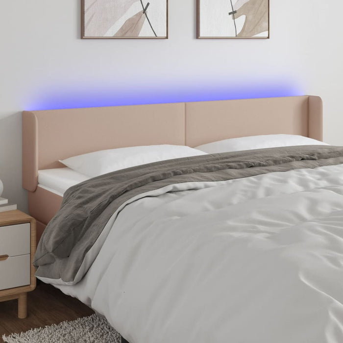 Tăblie de pat cu LED cappuccino 183x16x78/88 cm piele ecologică - WALTI WALTI