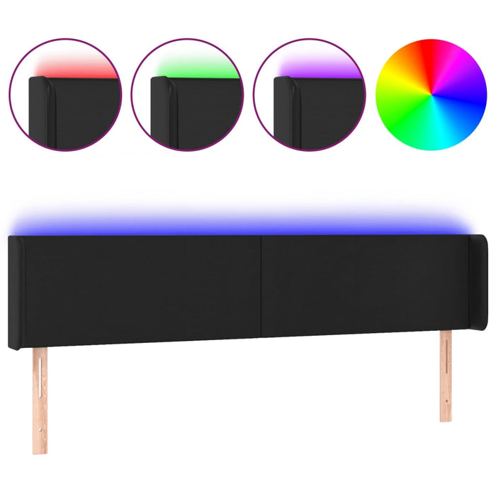 Tăblie de pat cu LED, negru, 203x16x78/88 cm, piele ecologică - WALTI WALTI