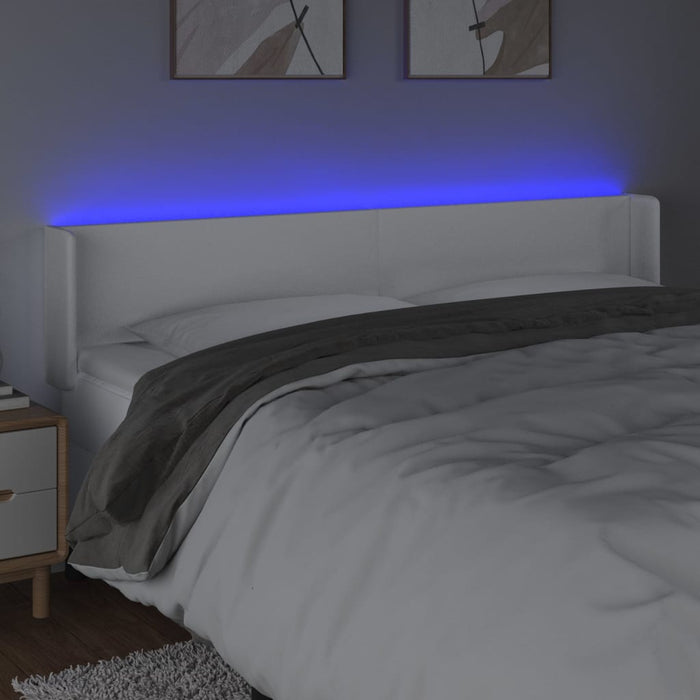 Tăblie de pat cu LED, alb, 203x16x78/88 cm, piele ecologică - WALTI WALTI