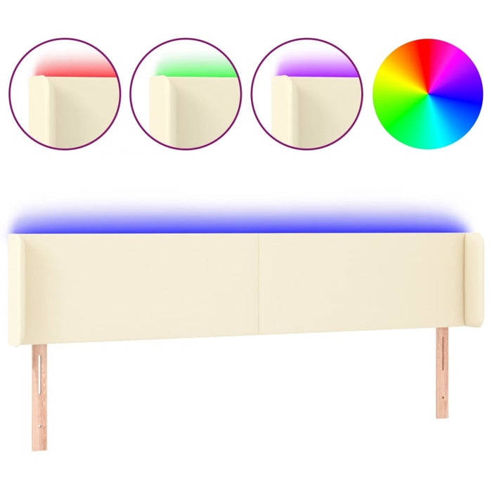 Tăblie de pat cu LED, crem, 203x16x78/88 cm, piele ecologică - WALTI WALTI