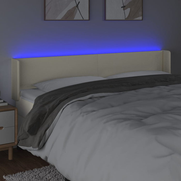 Tăblie de pat cu LED, crem, 203x16x78/88 cm, piele ecologică - WALTI WALTI