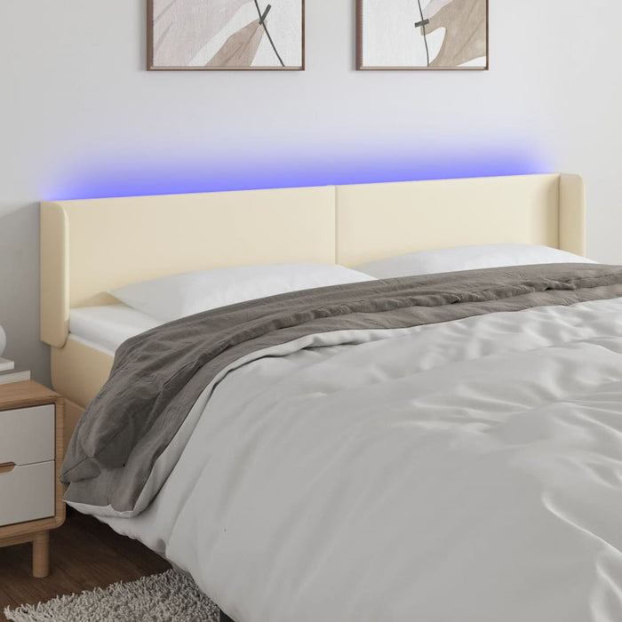Tăblie de pat cu LED, crem, 203x16x78/88 cm, piele ecologică - WALTI WALTI