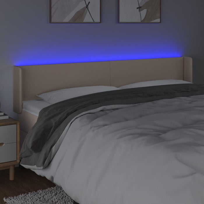 Tăblie de pat cu LED, cappuccino 203x16x78/88cm piele ecologică WALTI