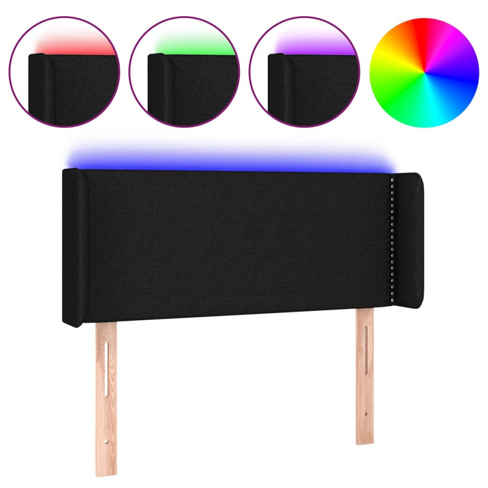 Tăblie de pat cu LED, negru, 83x16x78/88 cm, textil - WALTI WALTI